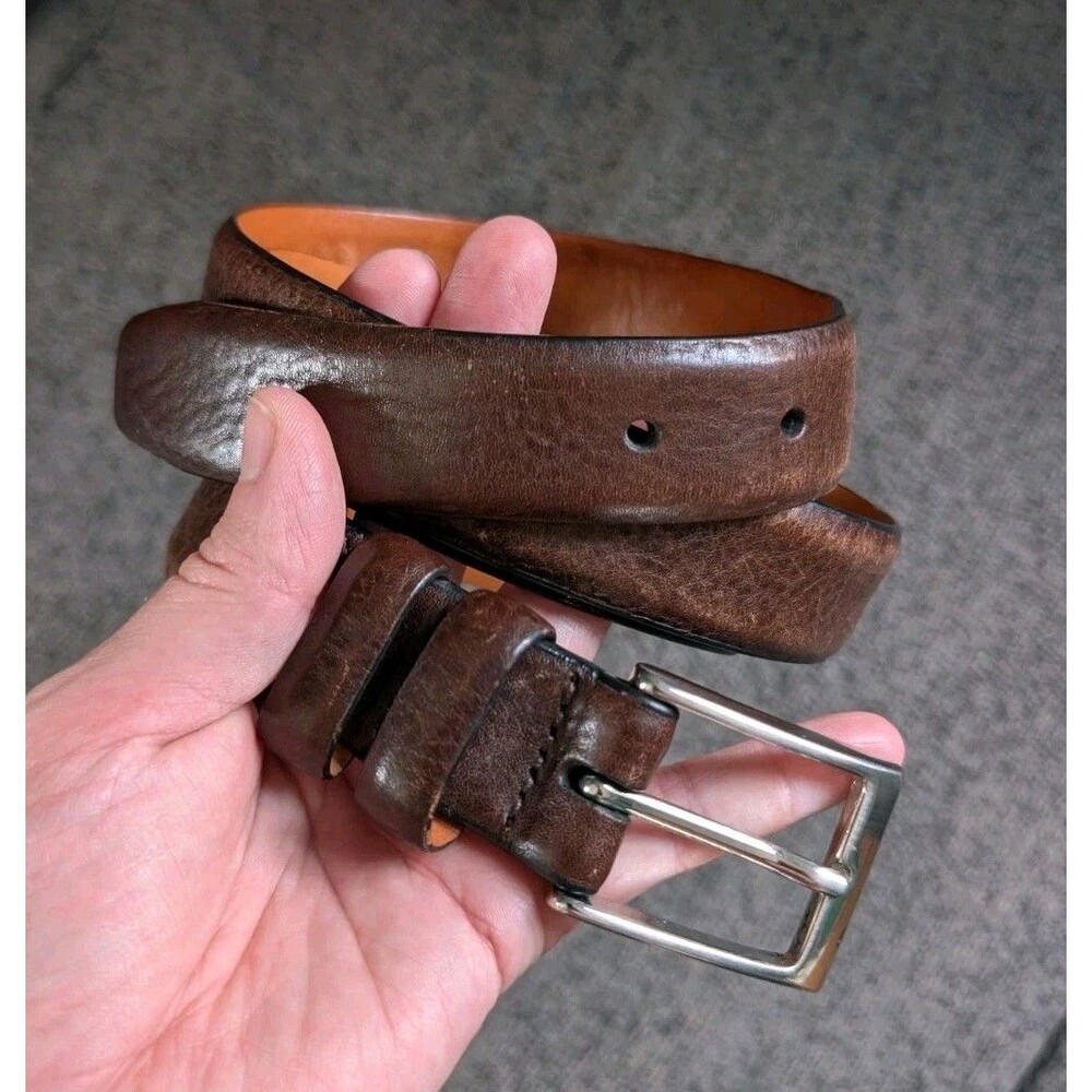 Lands’ End Men’s Classic Leather 1" Buckle Belt Cognac Brown Medium 40